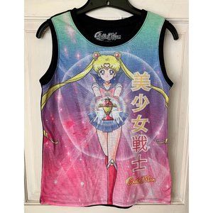 Sailormoon Tank Sleeveless Top Solid Black Back